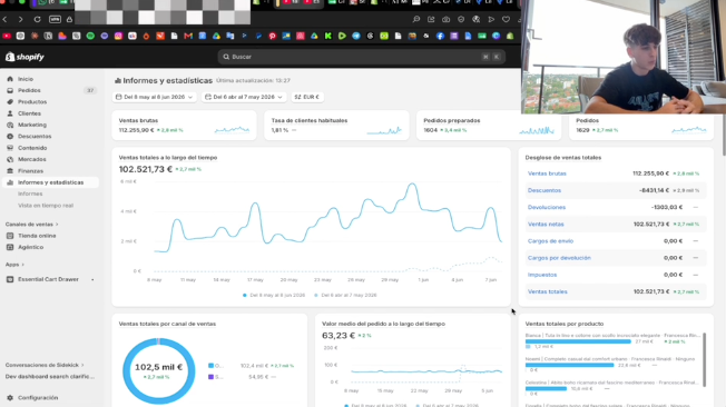 Lección del curso — dashboard de Shopify